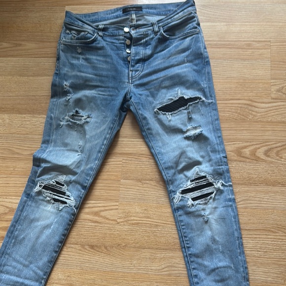 AMIRI Blue Skinny Distressed Jeans